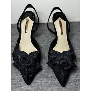 Sophia Webster Black Suede and Glitter Elastic Pumps Size Eu 39 Us 8.5